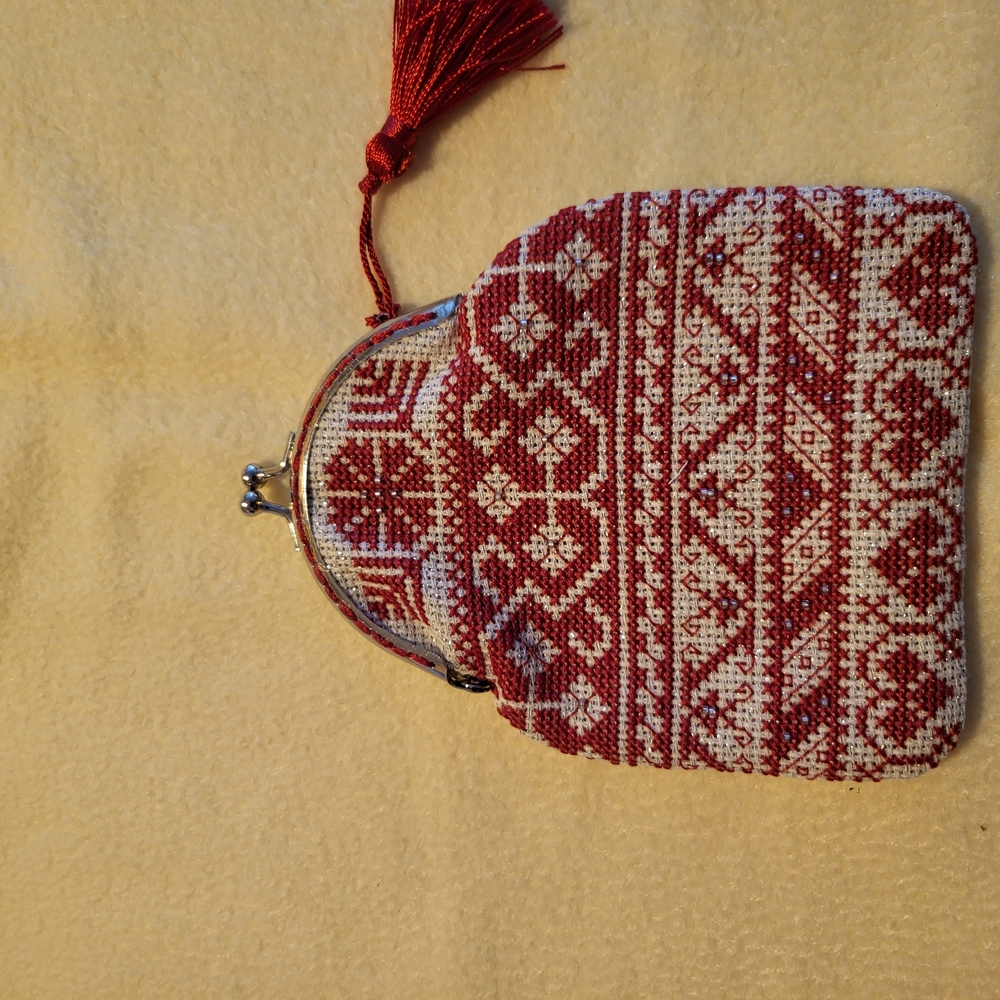 Red Patterned Women's Clutch
